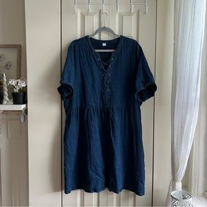 Denim lace up dress | Old Navy